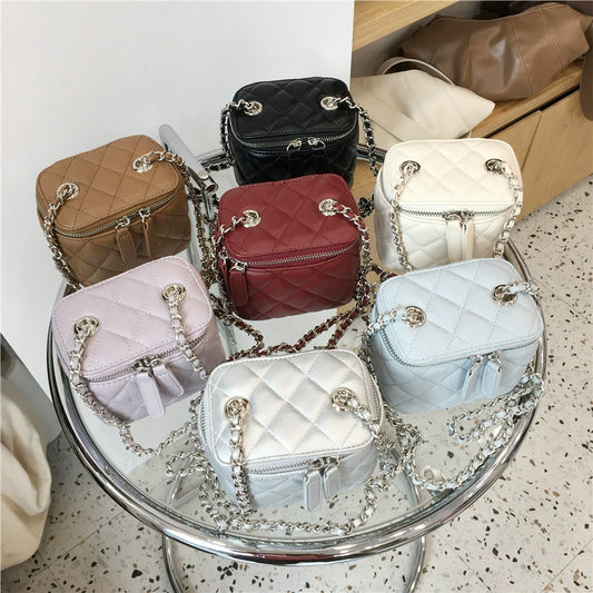 Classic Style Cute Box Bag Quilted Chain Mini Pack