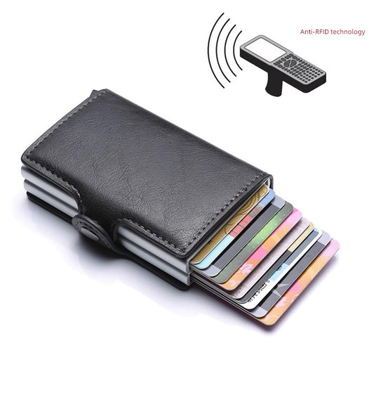 Anti-Theft Swiping Automatic Pop-up Card Holder Men's High-End Multi-Functional Cassette Multi-Card Position Anti-Degaussing Card Card Clamp